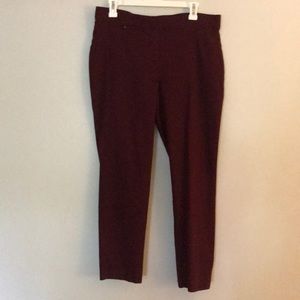 Burgundy elastic waist pants